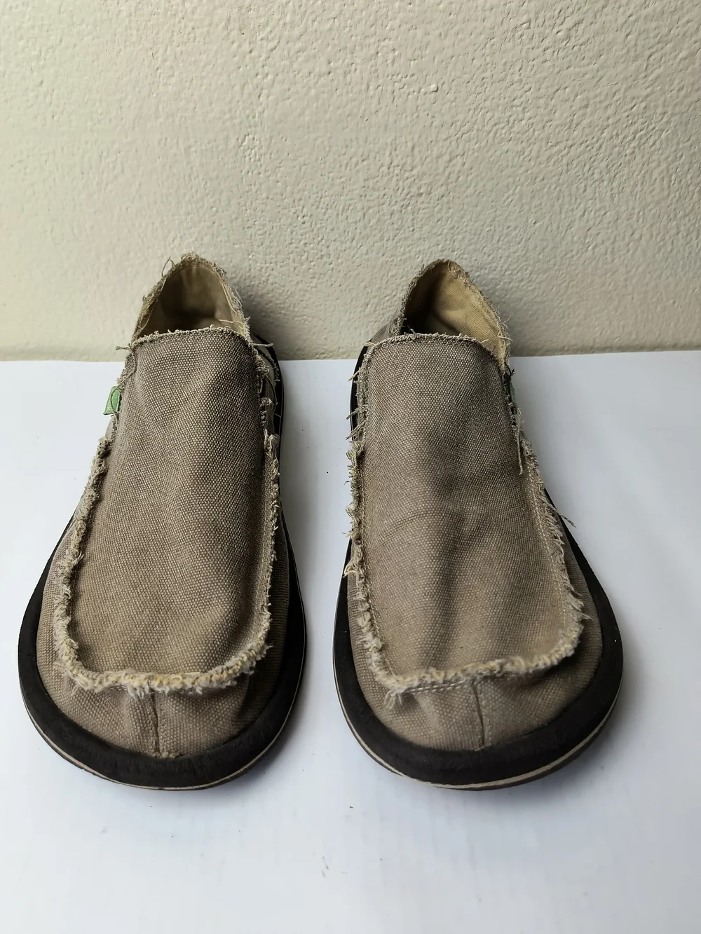 Sanuk Chiba Men's 13 Canvas Slip-On Loafers Shoes in Brown